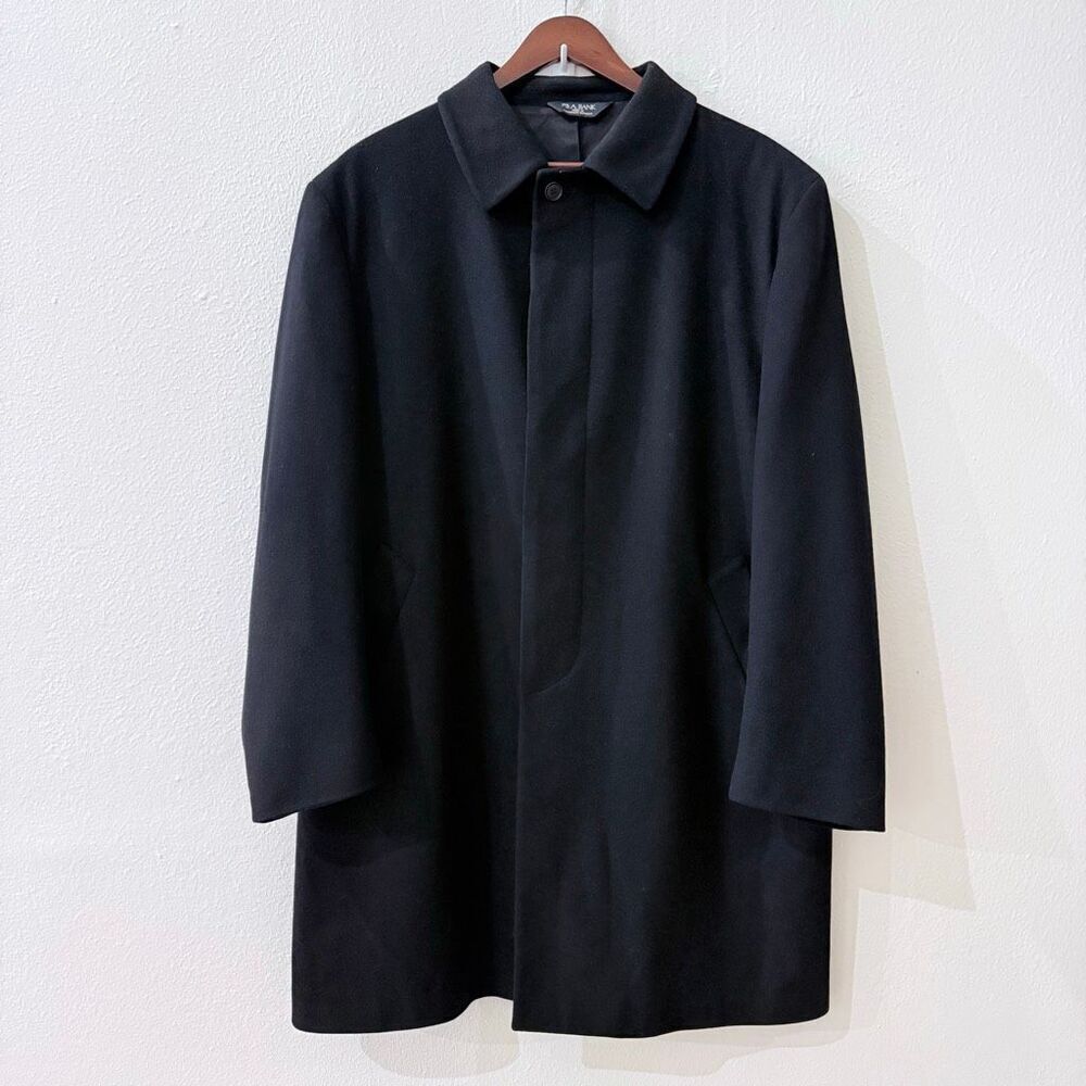Vintage Jos. A. Banks Mens Size 42R Regular Black Wool Cashmere Blend Dress Coat